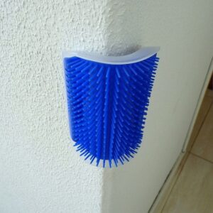 Escova de Parede Para Massagem e Tira Pelos Gatos: Azul