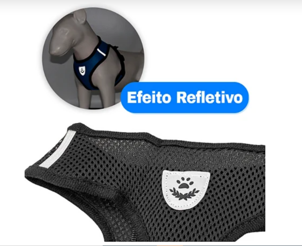 Coleira Peitoral Refletivo Com Guia Cachorro Gato Pet Rosa - Imagem 10