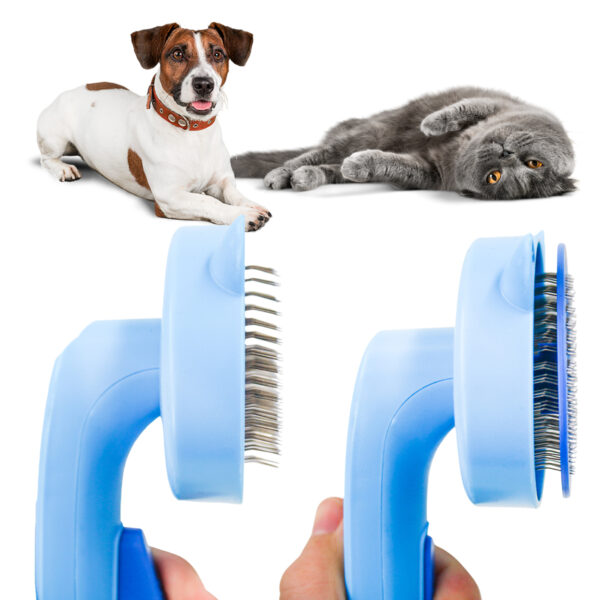 Tira Pelos Pet Rasqueadeira Removedor Gato Cachorro Cor:Azul - Imagem 2