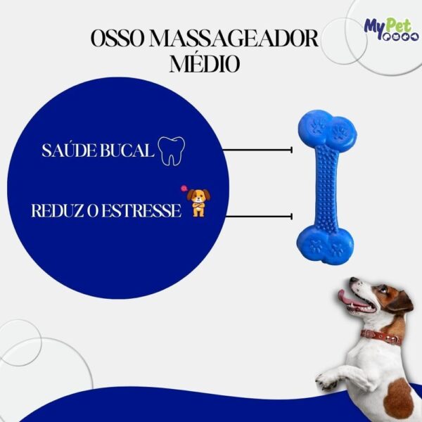 MY PET BRASIL Osso Massageador Médio Brinquedo Para Cachorros Interativo E Divertido Auxilia E Fortalece Os Dentes Cores Sortidas Medidas: 10Cm - Imagem 2