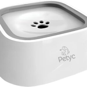 Bebedouro Automático Pelo Seco 1L PETYC Sistema Anti-Respingo, 20x8 cm, Produto Petshop Raças de Pelo Longo (Branco)