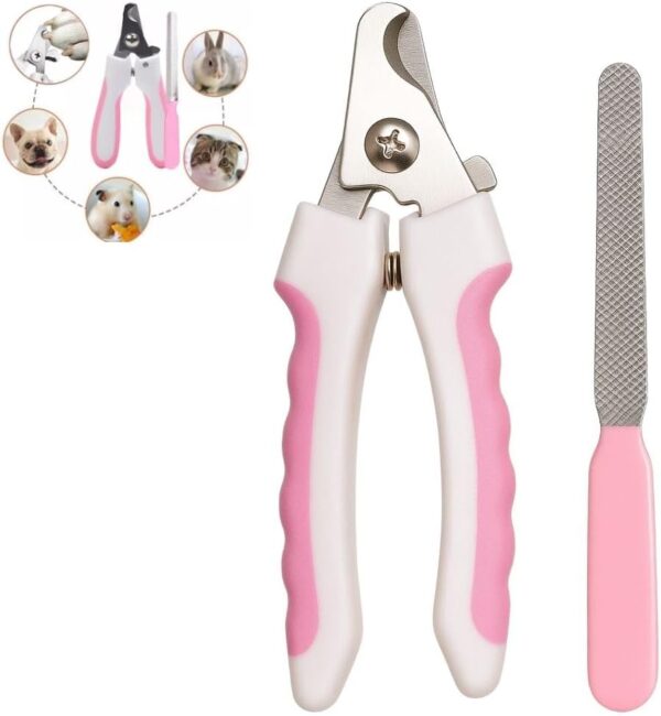 Cortador de Unhas Pet Kit com Alicate e Lixa para Cães e Gatos - Ferramenta de Cuidados para Pets - Corte Seguro e Confortável - Ideal para Gatos e Cães Pequenos e Médios - ROSA