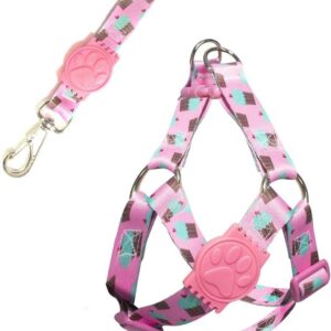 MY PET BRASIL Peitoral Para Cachorros M Ajuste Fácil No Corpo Do Pet Cupcake Coleira Peitoral Regulável Confortável E Resistente Rosa