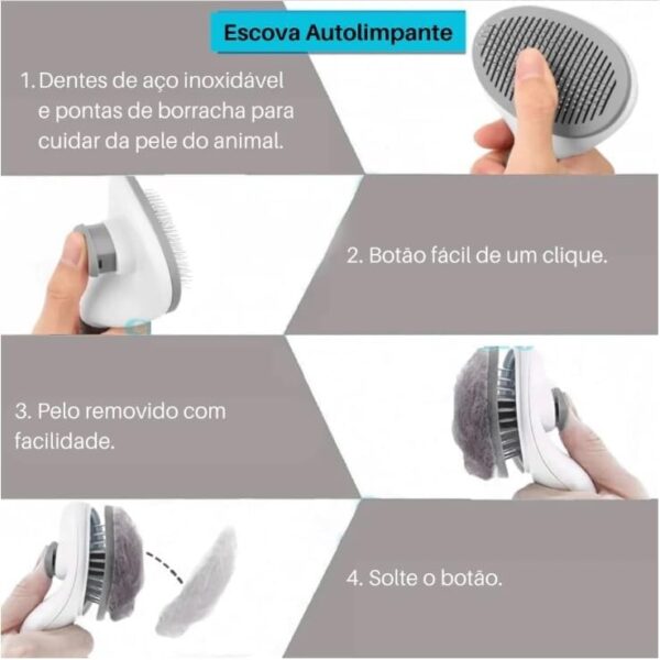 Escova Rasqueadeira Tira Pelos Pet Cães e Gatos (Azul) - Imagem 3