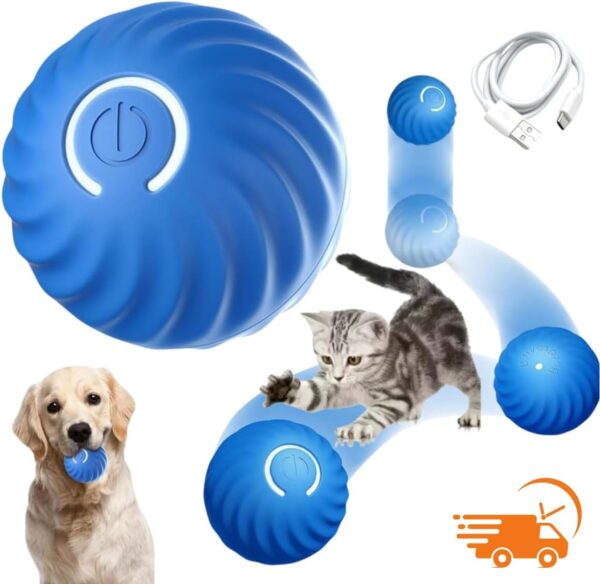 Bolinha Pet Interativa Com Movimento Automático – Brinquedo Interativo Recarregável USB, Estimula Exercícios e Reduz Estresse Premium (AZUL) - Imagem 6