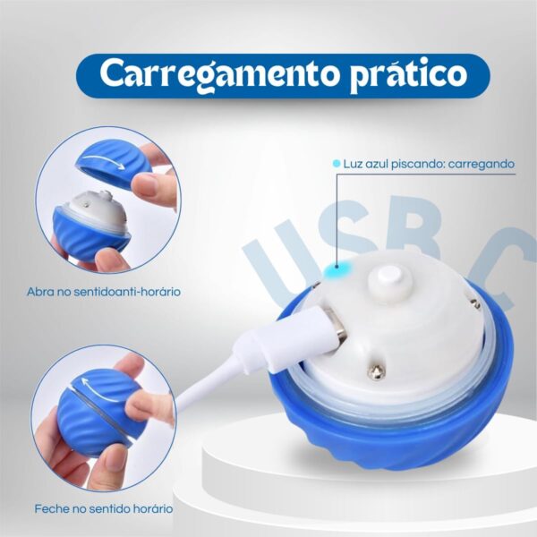 Bolinha Pet Interativa Com Movimento Automático – Brinquedo Interativo Recarregável USB, Estimula Exercícios e Reduz Estresse Premium (AZUL) - Imagem 2