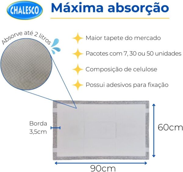 Chalesco Tapete Higiênico Premium 50 Unidades 90 x 60 cm - Imagem 4