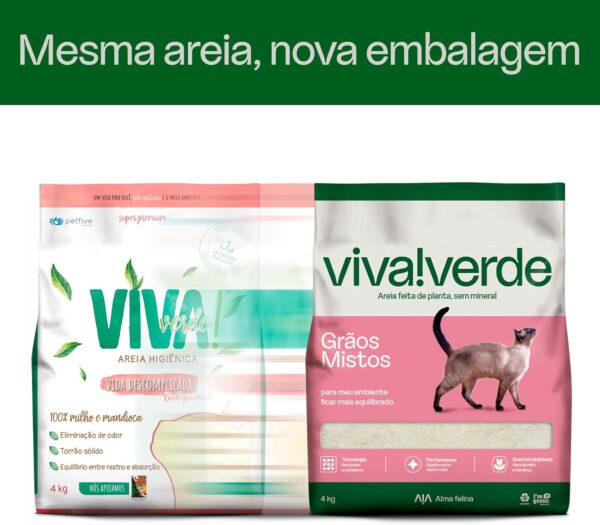 Viva Verde Areia Higiênica Biodegradável Para Gatos Grãos Mistos 4Kg - Imagem 2