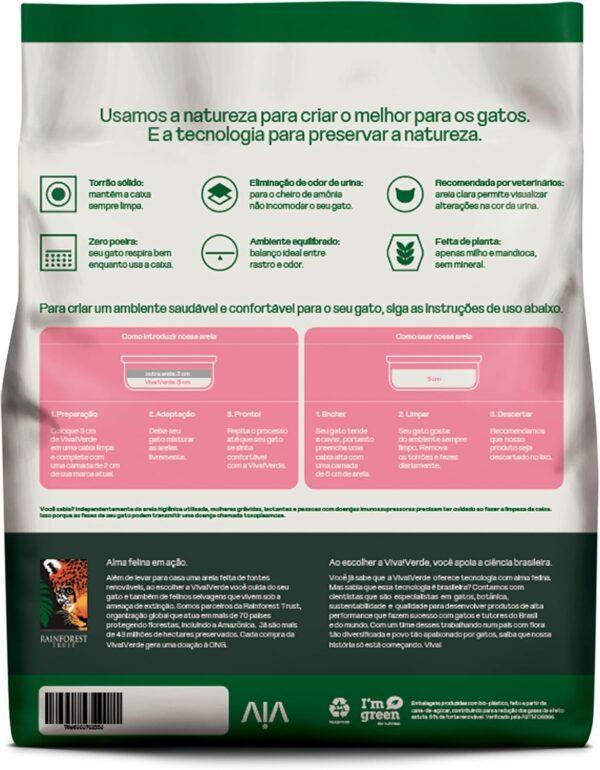 Viva Verde Areia Higiênica Biodegradável Para Gatos Grãos Mistos 4Kg - Imagem 3