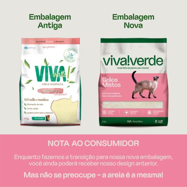 Viva Verde Areia Higiênica Biodegradável Para Gatos Grãos Mistos 4Kg - Imagem 4