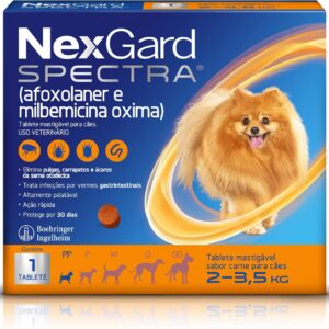 NexGard Spectra Antipulgas e Carrapatos e Vermífugo para Cães de 2 a 3,5kg - 1 tablete