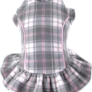 Pickorruchos Vestido Soft Para Cães Xadrez Cinza 1