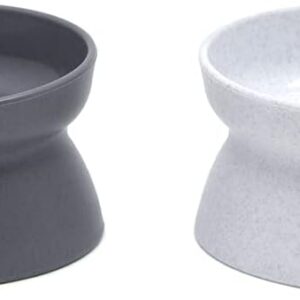 Kitty City, Tigela de comida elevada para gatos, alimentador para animais de estimação sem estress, Cinza, branco