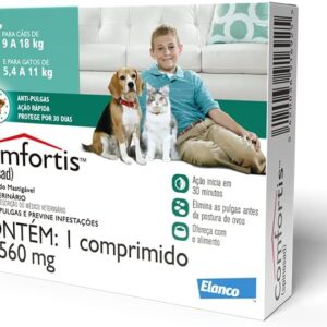 COMFORTIS 560MG - ANTIPULGAS PARA CÃES DE 9 A 18KG E PARA GATOS DE 5,4 A 11KG - ELANCO - 1 COMPRIMI