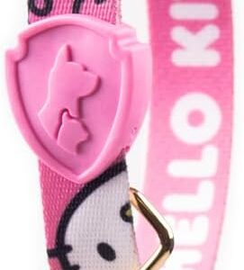 FreeFaro - Coleira Hello Kitty c/Tag ID - M | Ajustável, Poliéster Resistente, Fecho Seguro com 4 Pontos, Tecnologia inTransfer, Tag em Zamaq – Diversos Tamanhos