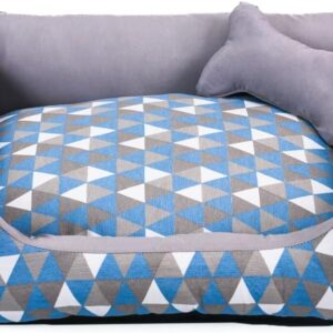 Cama para Cachorro Médio 60X50 Com Zíper Estampa Geométrico Turquesa Cinza