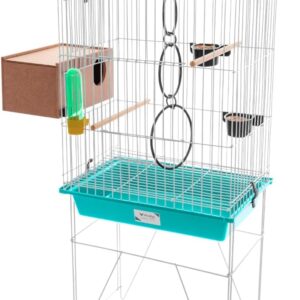 Viveiro Gaiola Calopsita Epóxi Agapornis Aves com Ninho Criadeira Acessórios Vivo Pet (Verde)