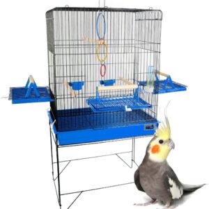 JEL PLAST VIVEIRO CONFORT TRIPLEX BLACK AZUL - Calopsita - Desmontável - Viveiro para Aves - 55cm x 38cm x 101cm - Preto com Azul
