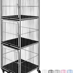 Canil Gaiola Vertical 3 Lugares Cães Cachorro Pet Shop Tosa Cor:Prata