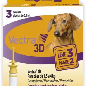 Antipulgas e Carrapatos Ceva Vectra 3D Leve 3 Pague 2 para Cães de 1,5 a 4kg - 3 Pipetas