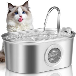 Bebedouro para Gatos, 3.2L Fonte Gato Inox Comedouros, Fonte de Agua Pra Gato, Bebedouros e Acessorios para Gatos, Fonte de Água de Aço Inoxidável, Interface USB (não inclui adaptador)