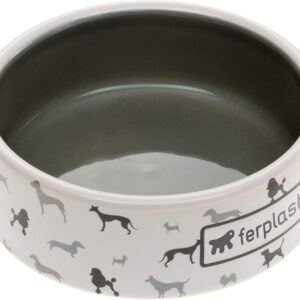 Ferplast Juno Média, Tigela para Animais, Branca, 0,75 Litro, Cerâmica Ferplast para Cães, Médio,