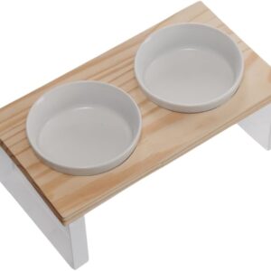 Comedouro Elevado CozyNook 2 Tigelas em Cerâmica Para Cães e Gatos Base Metálica Design Sofisticado