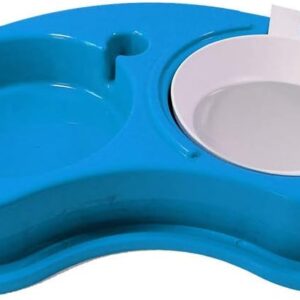 Furacão Pet Comedouro Plástica Anti-Formiga Luxo Duplo Tamanho P Azul Para Cães