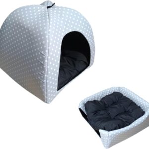 Cama Pet 2x1 Casinha Cabana Toca Iglu Cães Gato Chevron G