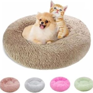 Caminha Nuvem CAMA Pet Redonda PELUCIA Para Cachorros E Gatos DONUT FILHOTES Tamanho P (MARROM)