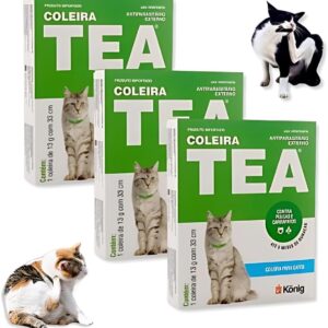 Kit 03 Coleiras Antipulga e Carrapato TEA para Gatos