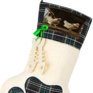 Meias de pendurar personalizadas para cães e gatos, meias de Natal estampadas em formato de pata de pelúcia para decorações de Natal e Natal, vermelho e verde