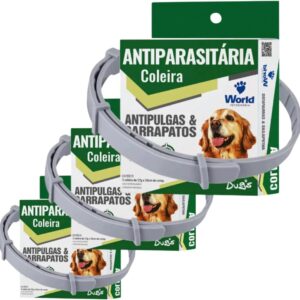 Kit 3 Coleiras Dugs Antipulgas e Carrapatos para Cães 17g com 56cm - World Veterinária