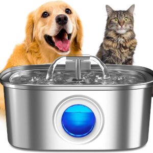 Fonte para Gatos com Filtro,Dispensador de água para cães Inox 304,Bebedouro Gato Automático Super Silencioso 3.2L para Animais de Estimação