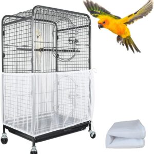 ASOCEA Gaiola de pássaro extra grande, capa universal para gaiola de pássaros, rede de malha de nylon para papagaio, periquito, arara, periquito, periquito, periquito - branco (não inclui gaiola)..