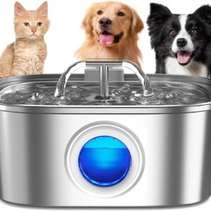 NEWPET Bebedouro Fonte Água 3.2L Filtro Silenciosa Inox Para Gatos Cães Filtragem Automática, Projeto de Fluxo Duplo de água
