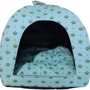 Cama Pet 2x1 Casinha Cabana Toca Iglu Almofada Cães Gato G coroa:verde (Verde)