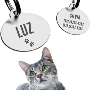 Alubrax Coleira Guizo Com Placa de Identificação Pet Plaquinha Pingente Personalizada Para Gatos
