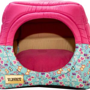 Luppet Toca E Cama 2 Em 1 Para Cachorro Ou Gato De 6Kg A 12Kg Com Almofada Rosa Borboleta G
