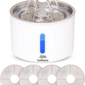 Kit Bebedouro Tipo Fonte 2,4 L Com Filtro Animus Bem Estar Healthy Pet INOX+ 4 Filtros extras para gatos e cães