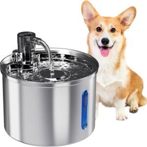 Bebedouro para gatos, Distribuidor automático de água para cães e gatos em aço inoxidável (3.2L aços inoxidáveis)