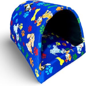 Casinha Toca Tenda Gato Cães Iglu Impermeável Lavável Pet - Tamanho M (Azul Royal)