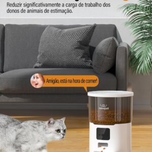 Alimentador Automático Pet, 4L Comedouro para Caes Fácil Comedouro Elevado para Caes, Controle de Aplicativo WiFi - Gravador de Voz