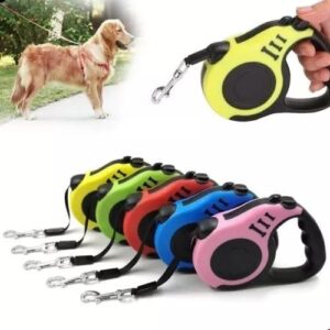 Coleira Guia Para Pet, 3 Metros, Ajustavel, Cachorro e Gato, Retrátil, Filhote, Trela, Nylon, 15Kg, Animais, Bichos de Estimaçao Cores Sortidas