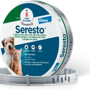 Coleira Seresto® anti-carrapatos e pulgas para cães e gatos de até 8kg