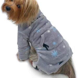 Klippo Pijama de gola rolê com pinguins de pelúcia ultra grosso para cães/filhotes - P