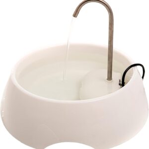 AMICUS - Fonte Bebedouro de Água Portátil AQUA MINI para Gatos e Cães - Fontes de Água para Pets, Bebedouro para Animais de Estimação - Adaptável, Aço Inoxidável, Bivolt - 1,2L de Capacidade - Branca