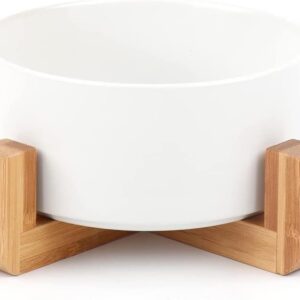Comedouro para Pet de Cerâmica com Base de Bambu - Oikos Animal