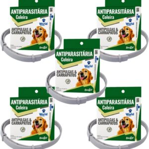 Kit 5 Coleiras Dugs Antipulgas e Carrapatos para Cães 17g com 56cm - World Veterinária
