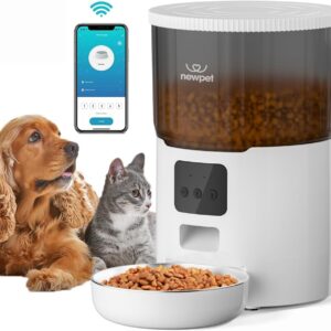 Alimentador Automático Cães Gatos Pets,4L Tuya APP Alimentador Pet Gato Cão Automático Wi-fi Smart Programável 1-4 Refeições por Dia